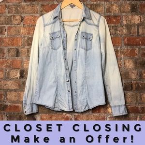 Charlotte Russe light blue dip dye chambray top